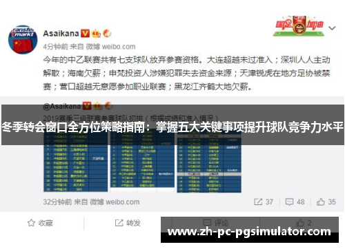 冬季转会窗口全方位策略指南：掌握五大关键事项提升球队竞争力水平